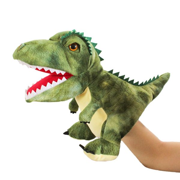 Cute Dinosaur Hand Puppet Funny Plush Stuffed Animal Toy Adults Toddler Huggable Dinosaur Plushies Pretend Play Doll Storytelling Interactive Puppet Toys Xmas Birthday Party Supplies Gift for Kids