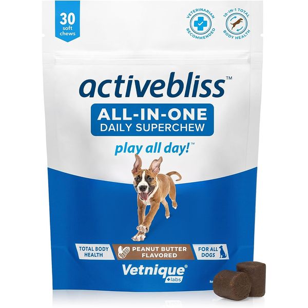 Vetnique Activebliss All-In-One Daily Superchew and Joint Supplement for Dogs -