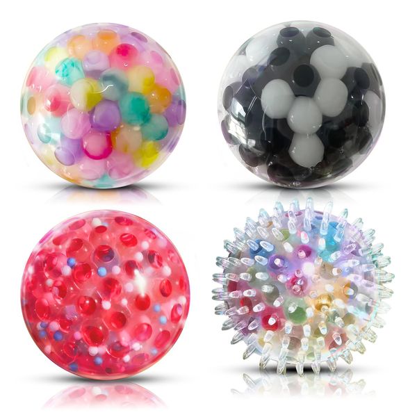 ALMAH Stress Balls for Adults (4 Pack), Hand Exercise Balls, Hand Therapy Balls for Relax, Anxiety, Fidget, Tension and Stress