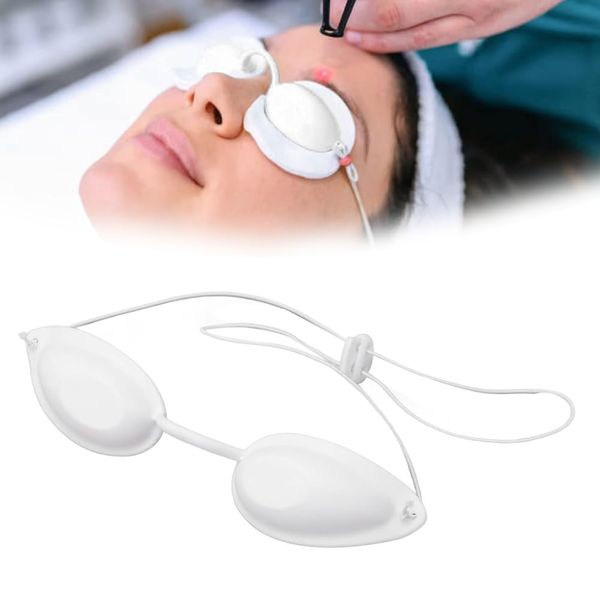 Uadme Adjustable Beauty Goggles, Eye Protection Eyewear, TPU Safety Goggles, Protective Eye Goggle with Storage Bag for Home Salon Sunbathing Durable Glasses(White)