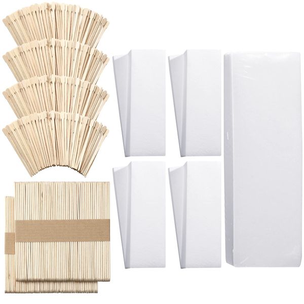 1000 Pieces Wax Strips and Sticks Kit 500 Non Woven Waxing Strips 500 Assorted Wax Applicator Sticks Soft Waxing Paper Wooden Wax Sticks for Hair Removal Spa Home Women Men Body Leg Eyebrow Skin