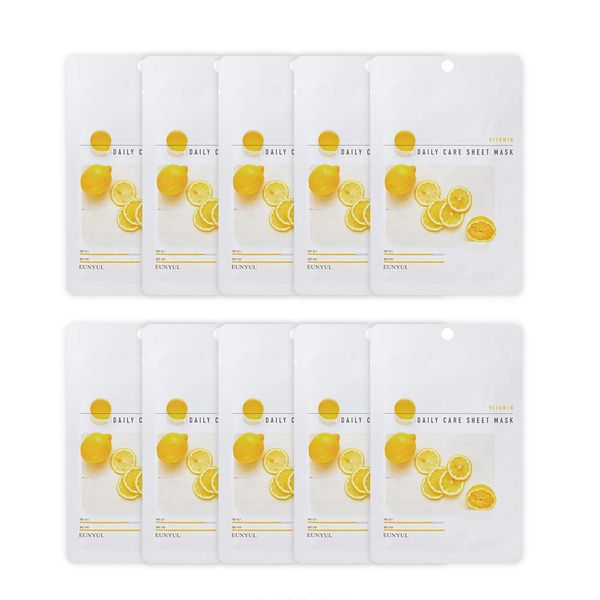 [Pack of 10] EUNYUL Daily Care Facial Sheet Mask Pack Vitamin x 10ea Korean Skincare Hydrating & Nourishing & Natural Ingredients for All Skin Types