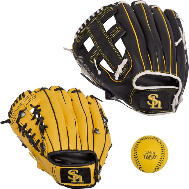 GP (zi-pi-) SoftBank Hawks Mommy Catch Glove Set (Adult Black Youth 9/Blue/Soft Ball with) Adult – Left Throw – Youth Left Throw 36890 