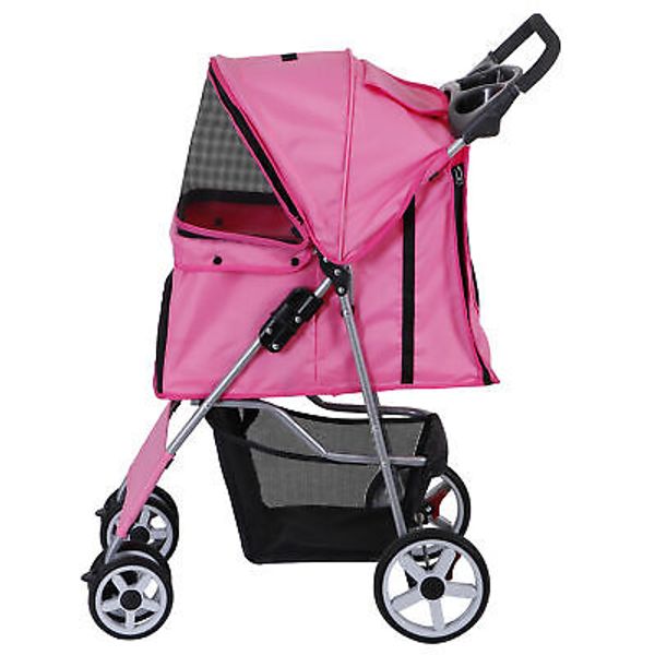 Foldable Dog Stroller Pet Travel Carriage for Pets w/ Carrier Cart & Cup Holder