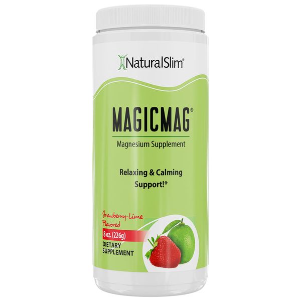 NaturalSlim Magicmag Pure Magnesium Citrate Powder – Stress, Constipation, Muscle, Heart Health, and Sleep Support | Natural Strawberry & Lime Flavored Magnesium Supplement - 8oz Drink Mix (Solo)