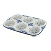 Blue Rose Polish Pottery Georgia Blue Muffin Pan