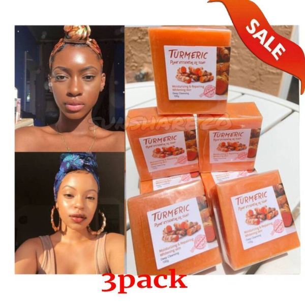 3 Pack Turmeric Soap Skin Whitening Dark Spots lightening Acne Brightening 100g