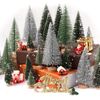 Mini Bottle Brush Christmas Trees for Table Decorations and Crafts (Silver, Green)