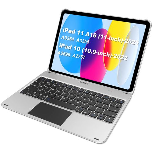 Arteck iPad 11th 10th Generation Keyboard Case, Folio Cover, Multi-Touch Trackpad, Detachable Bluetooth Keyboard for iPad (A16) 11th/10th Gen