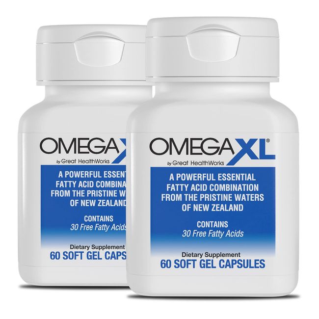 OmegaXL Joint Support Supplement - Natural Muscle Support, Green Lipped Mussel Oil, Soft Gel Pills, Drug-Free, 60 Count (2 Pack)