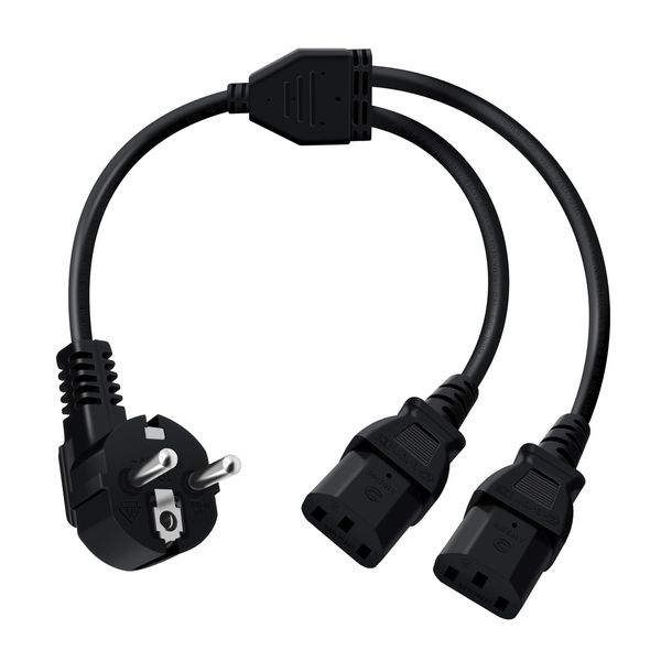 HuaLiSiJi Kaltgerätestecker Gewinkelt Kaltgerätekabel Y Kabel 16A 250V Kaltgerätekabel Y Splitter Netzkabel 3 Polig Winkel, für Computer Server Monitor Reiskocher (1.5m)