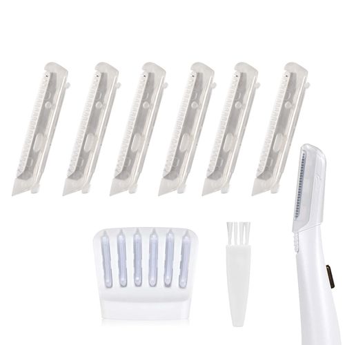 6 Pack Replacement Heads for Finishing Touch Flawless Dermaplane Glo Facial Exfoliation Tool, Replacement Blades for Flawless Dermaplane Razor- Include Replace Tray + Clean Brush