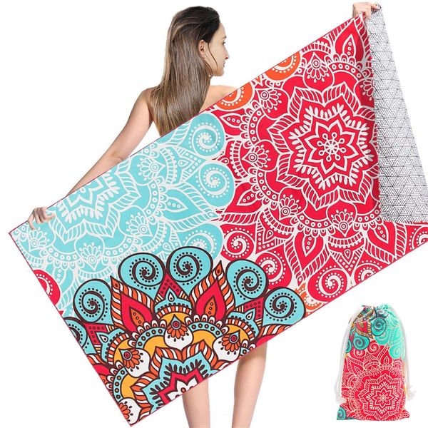 NovForth Beach Towel with Bag, Quick Dry Beach Towel Microfibre, Super Absorbent Sand Free Towel Oversized Swimming for Bath Pool Camping Gym (35"x 71")