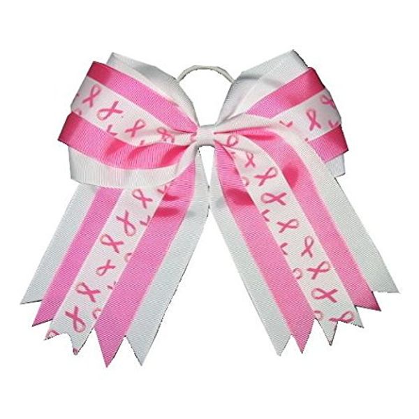 NEW "BREAST CANCER Multi-Ribbons" Cheer Hair Bow Pony Tail 7 Inch Girls Cheerleading Practice Games School Uniform Hairbow Grosgrain Ribbon Awareness Pink Out Game