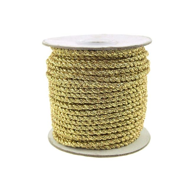 Firefly Imports 2-Ply Twist Cord Rope Roll with Gold Trim, 3mm/25-Yard, Gold