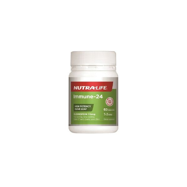 Nutra-Life Immune - 24 Olive Leaf + Ester C + Garlic +  Zinc 60 caps -made in NZ