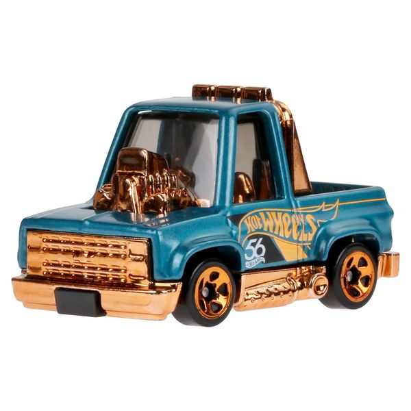 Hot Wheels Collectible Die-Cast Vehicle - Toon'd '83 Chevy Silverado Pickup Truck - Teal and Gold - HDH54-1/6