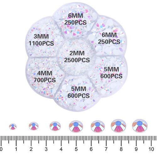 RODAKY 6000Pcs Jelly White AB Flatback Rhinestones for Crafts 2-6MM Size Resin Rhinestones for Nails Gems Nail Art Kit for DIY Crafts Shiny Diamond for Nails Design Face Makeup Tumblers Clothes