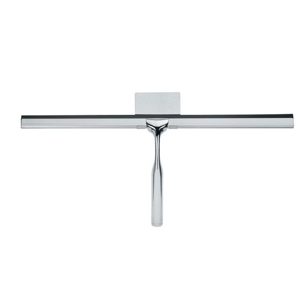 WENKO Bathroom squeegee Terni Jumbo - shower squeegee with wall attachment to stick on, metal, 40 x 17 x 3.5 cm, chrome