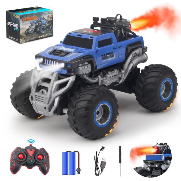 MYDOVA Remote Control Monster Truck 2.4GHz Remote Control Car, RC Monster Truck 2 Battery 80 Mins+,1:16 Scale Indoor Outdoor All Terrain Spray Remote Monster Trucks for Boys 4-7 8-12 and Girls