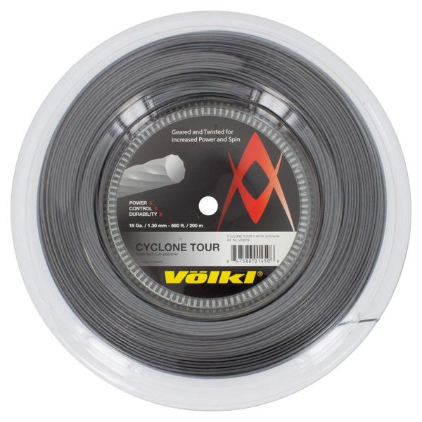 Volkl Cyclone Tour | Tennis Racquet String | Spin & Control | Ten-Sided co-Polymer (Anthracite, 16, Reel)