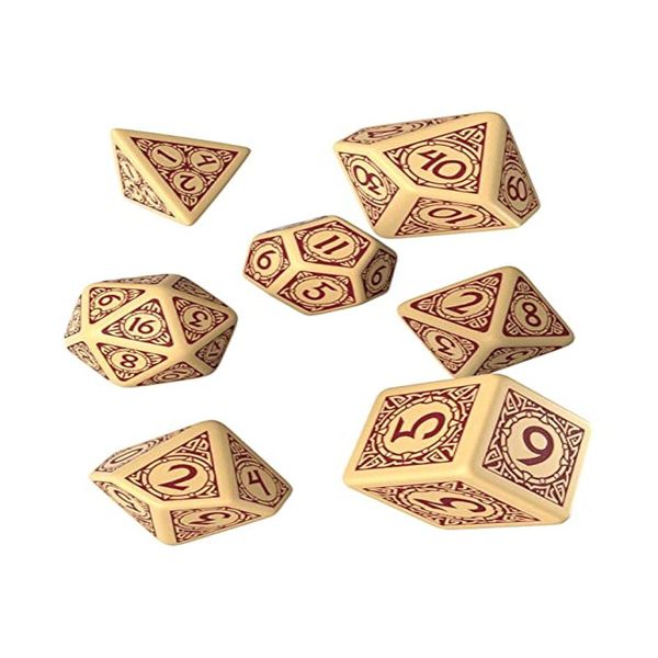 Q-Workshop Viking Beige & Burgundy Dice Set (7)