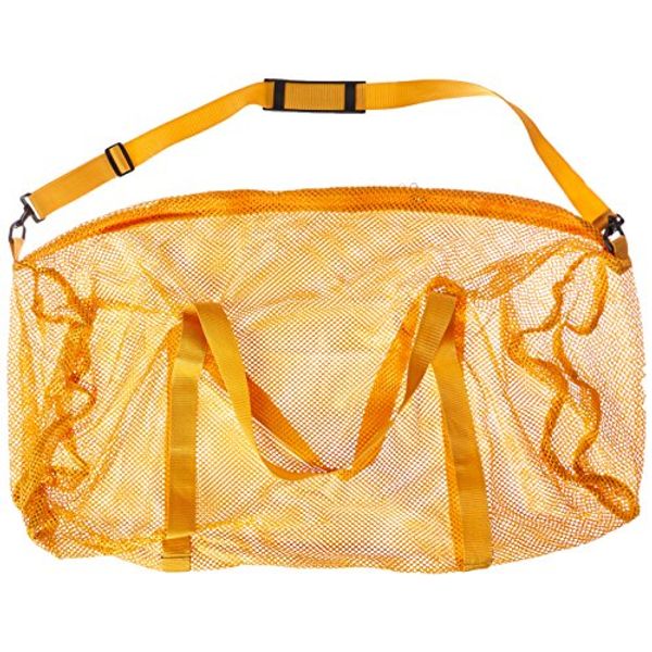 Champion Sports Mesh Duffle Bag with Zipper and Adjustable Shoulder Strap, 15â x 36â, Yellow - Multipurpose, Oversized Gym Bag for Equipment, Sports Gear, Laundry - Breathable Mesh Scuba and Travel Bag