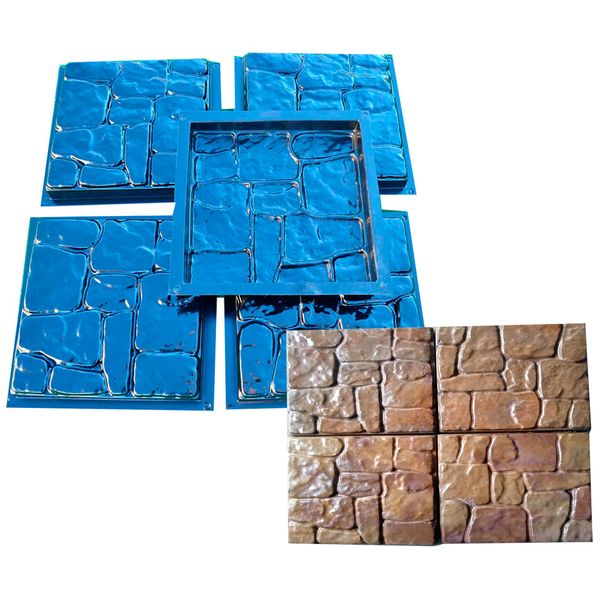 Concrete Mold DIY Flagstone Durable Mold Pavers Stone Patio Casting Path Pavers for Garden Walkway, Concrete Walkway Molds Cobblestone Set 5 pcs S25