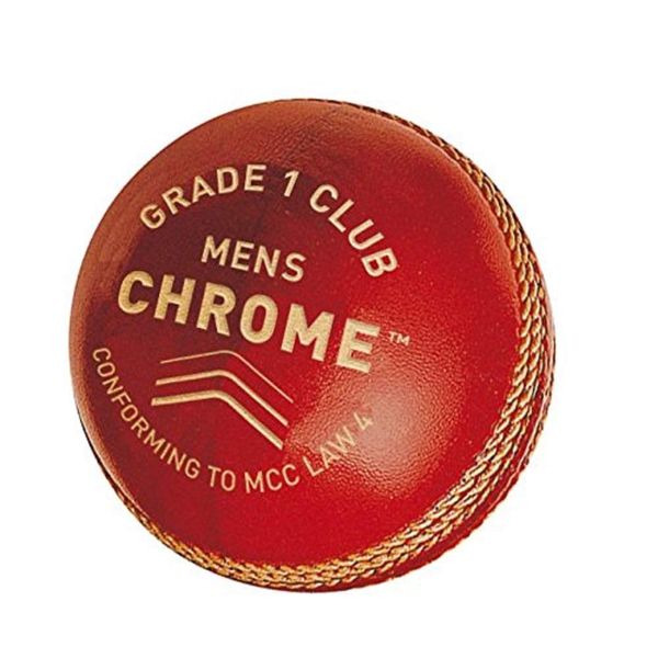 Gunn & Moore GM Leather Cricket Match Ball, Chrome Grade 1 Club, Red, Senior/Adult/Mens & Boys Aged 13 and Over