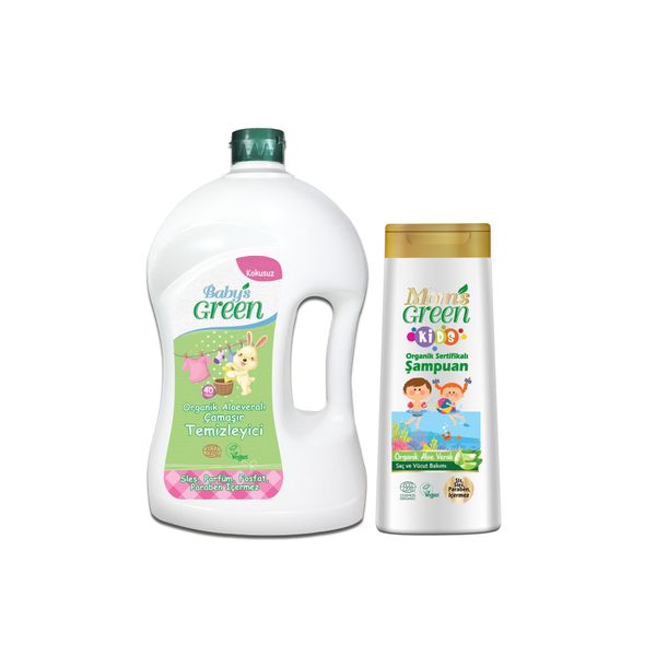 2 Li Set Organik Bebek Çamaşır Deterjanı 1500 ml Ve Kids Çocuk Şampuanı 400 ml