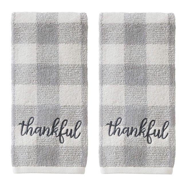 SKL Home by Saturday Knight Ltd. Thankful Plaid Hand Towel (2-Pack), Gray