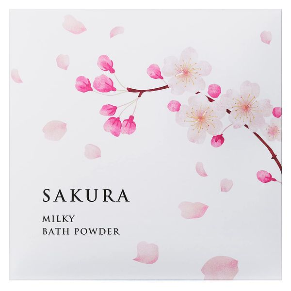 Daily Aroma Japan Sakura Milky Bath Powder, Made in Japan, Cherry Blossom Scent, Bath Salt, Moisturizing, Exfoliation, Beey, Argan Oil, Camellia Oil, Petite Gift