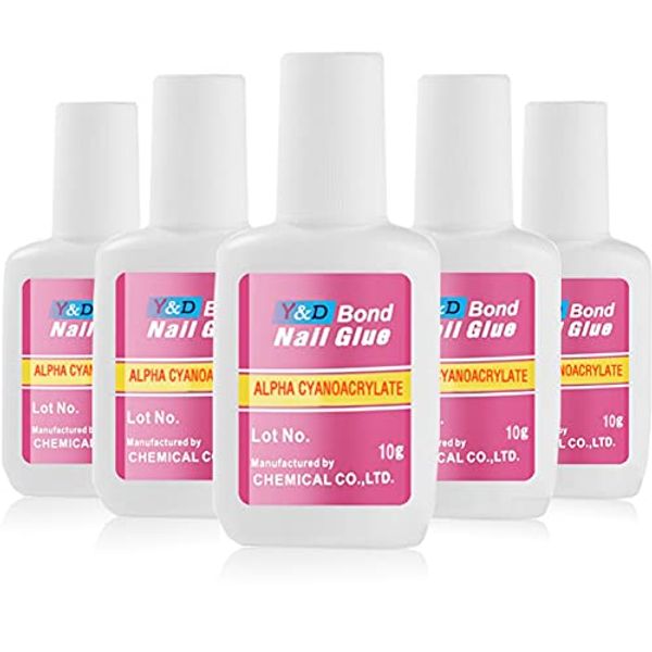 5 Pieces Nail Glue Quick Nail Tip Glue Extra-Strong Nail Glue False Nail Adhesive Quick Dry Super Strong Nail Tip (5PCS Nail Glue)