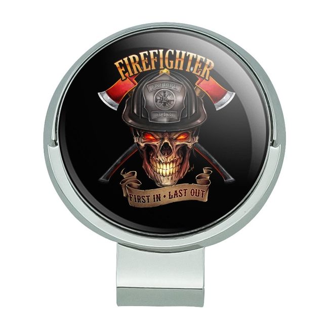 GRAPHICS & MORE Firefighter Skull First in Last Out Fireman Golf Hat Clip with Magnetic Ball Marker