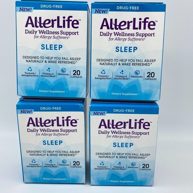 AllerLife Premium Sleep Aid (4 Bottles) #80 Doses; Turmeric Astragalus Vit C&D