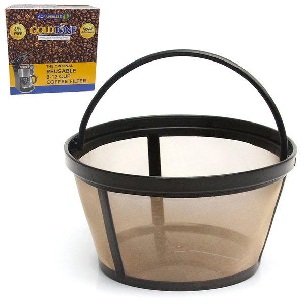 GOLDTONE Reusable 8-12 Cup Basket Coffee Filter fits Mr. Coffee Makers and Brewers, Replaces your Paper Coffee Filters, BPA Free