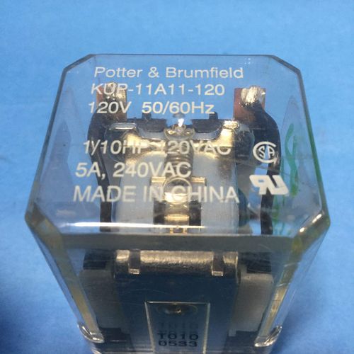 TE CONNECTIVITY/POTTER & BRUMFIELD KUP-11A11-120 Power Relay, DPDT, 120VAC, 10A, Plug in