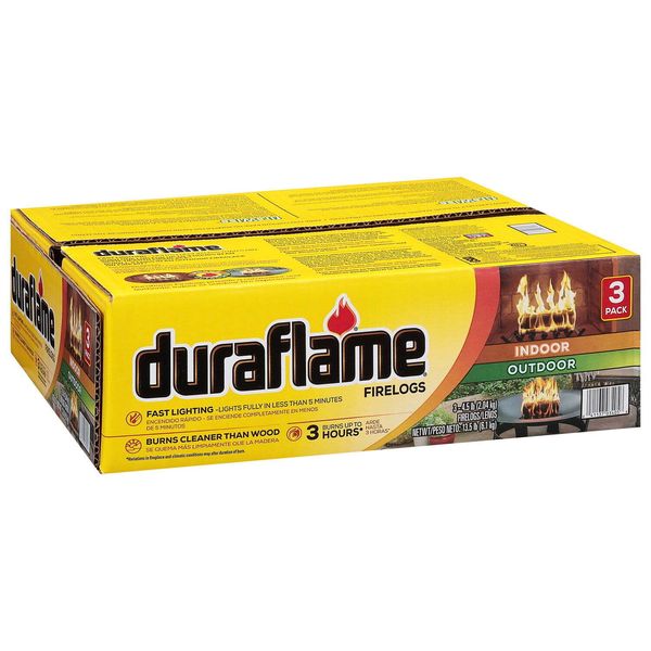 Duraflame 4.5 lb Firelog 3-Pack, Indoor/Outdoor Use,3 Hour Burn