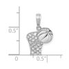 Solid 14K White Gold Basketball Hoop and Ball Penda