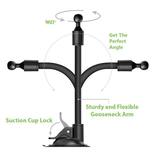 Ramtech Car GPS Windshield Suction Cup Bracket Mount with Flexible Arm, Compatible with GPS Drive 50, 50LM/LMT, 51 LM/LMT-S, 52, 52 & Traffic, WMFR