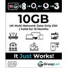 UK Multi-Network Data SIM Card | Automatically Selects the Strongest Network: EE, Three, O2, or Vodafone (10GB - 12 Months)