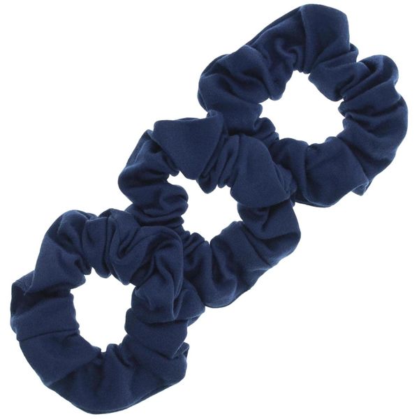 Topkids Accessories Soft Jersey Fabric Hair Scrunchie Scrunchies Soft Scrunchie Bobble Elastic Hair Band Hair Scrunchies For Women, Ladies, Girls, Children - Pack Of 3 (Navy Blue)