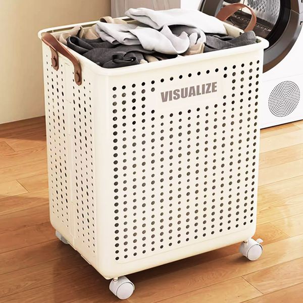 Foldable Mobile Laundry Basket Laundry Hamper (Large)