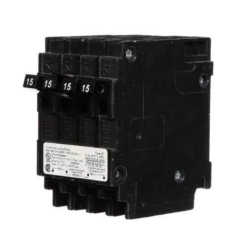 SIEMENS Q21515CT Double (2) 15 Amp Single-Pole Type QT Triplex Circuit Breaker, Black