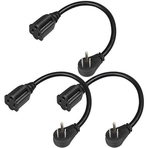 DEWENWILS 1Ft Extension Cord Low Profile Angled Flat Plug Grounded Wire SJT 14/3