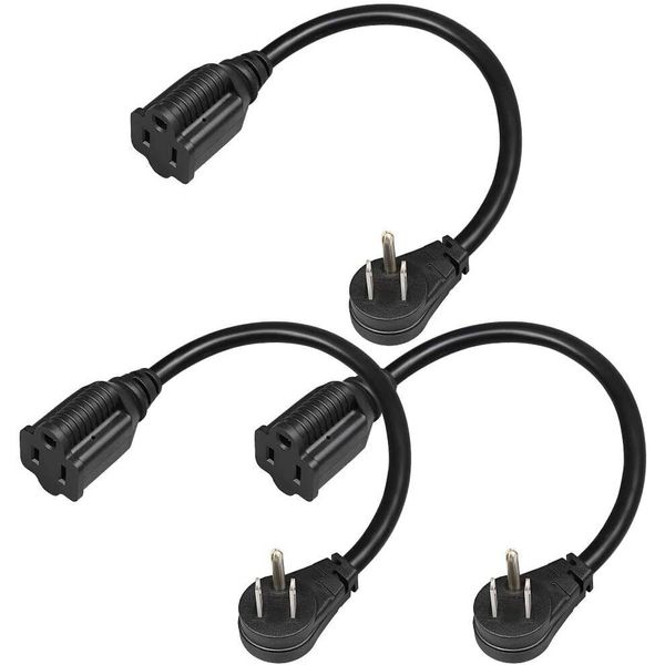 DEWENWILS 1Ft Extension Cord Low Profile Angled Flat Plug Grounded Wire SJT 14/3
