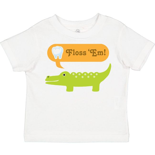 inktastic Funny Alligator Floss Em Tooth Toddler T-Shirt 5-6 0020 White 610a