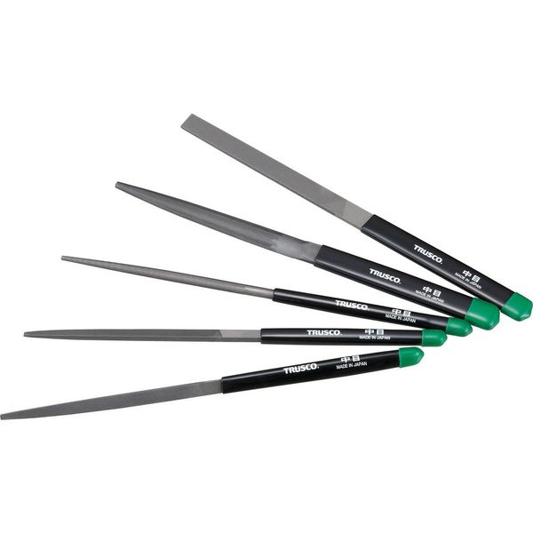 TRUSCO TST005-02 File Set, Medium Ground, Total Length 8.4 inches (215 cm), Set of 5