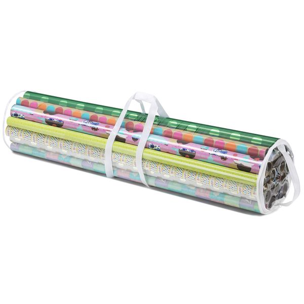 Whitmor Gift Wrap Organizer 41 Inch Clear, White