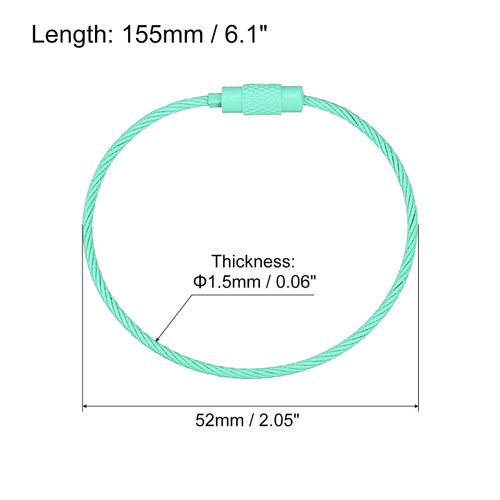 uxcell 8Pack Cable Key Rings, 6-inch(155mm) Wire Keychain Twist Loops for Lanyards, Keychains, Luggage Tags, Mint Green